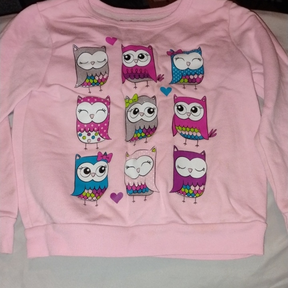 Pink Owl Graphic Kids Sweatshirt
